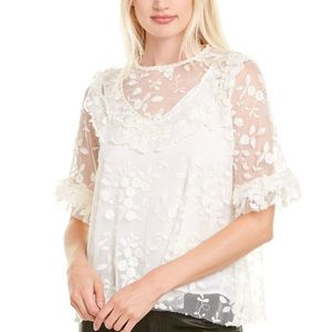 NWT THE KOOPLES FLORAL TULLE BLOUSE SZ 2